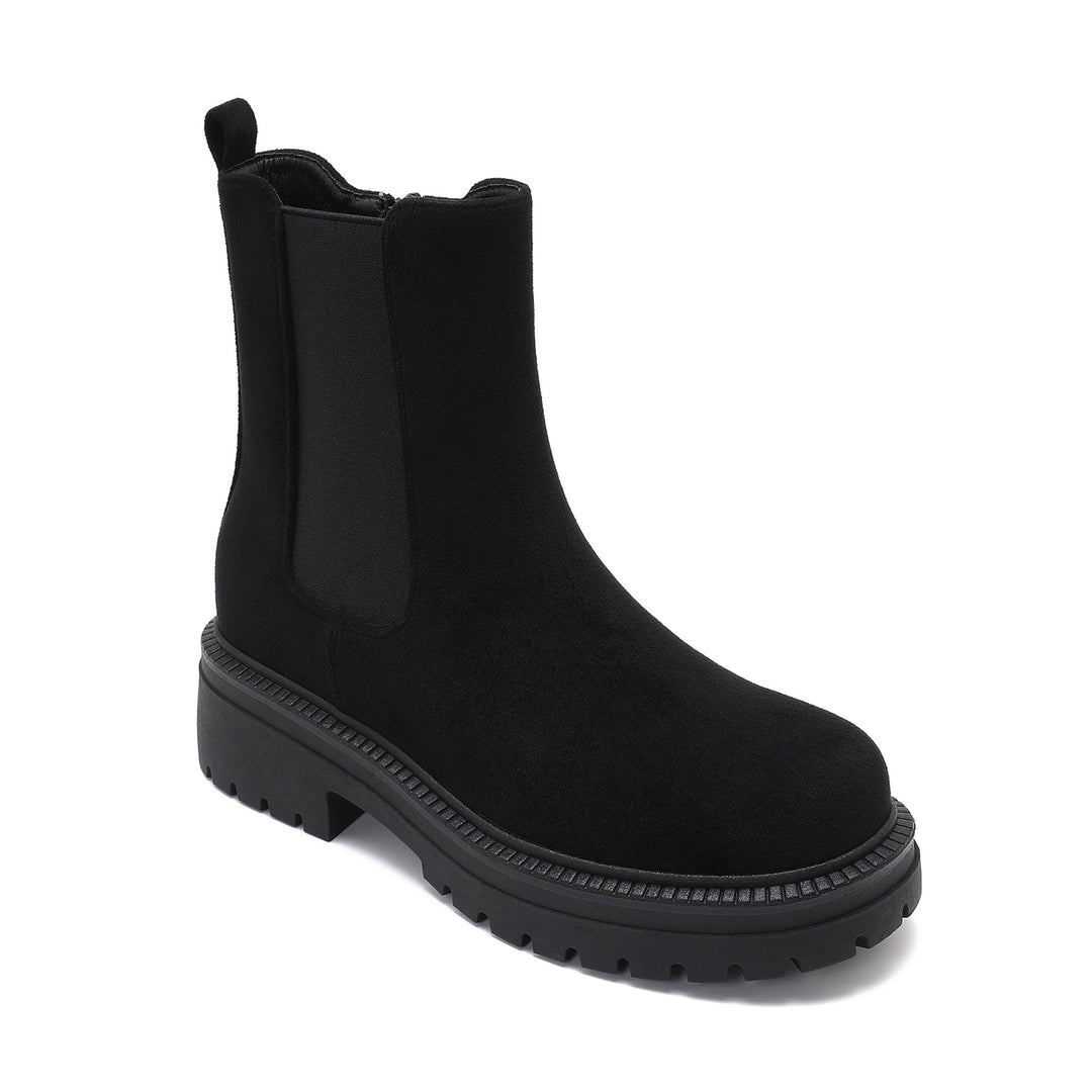 Inès | Bottines Chelsea noires en daim