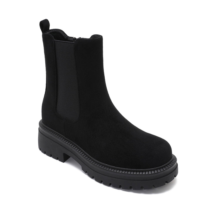 Inès | Bottines Chelsea noires en daim