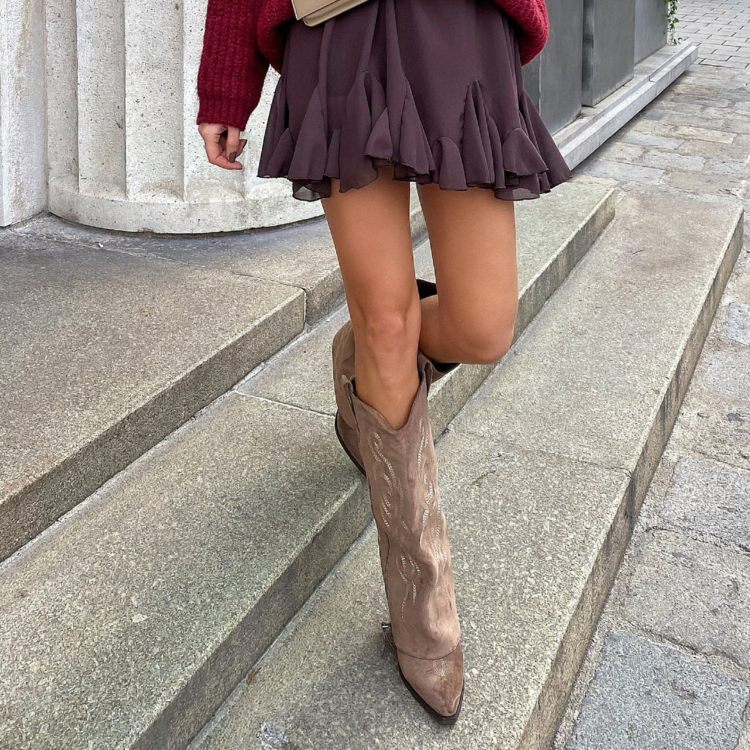 Ghislaine | Bottes western brodées marron