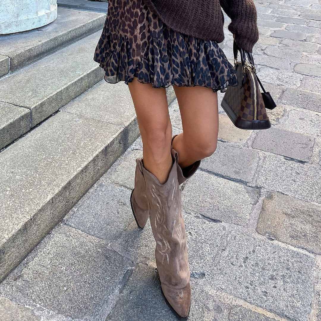 Ghislaine | Bottes western brodées marron