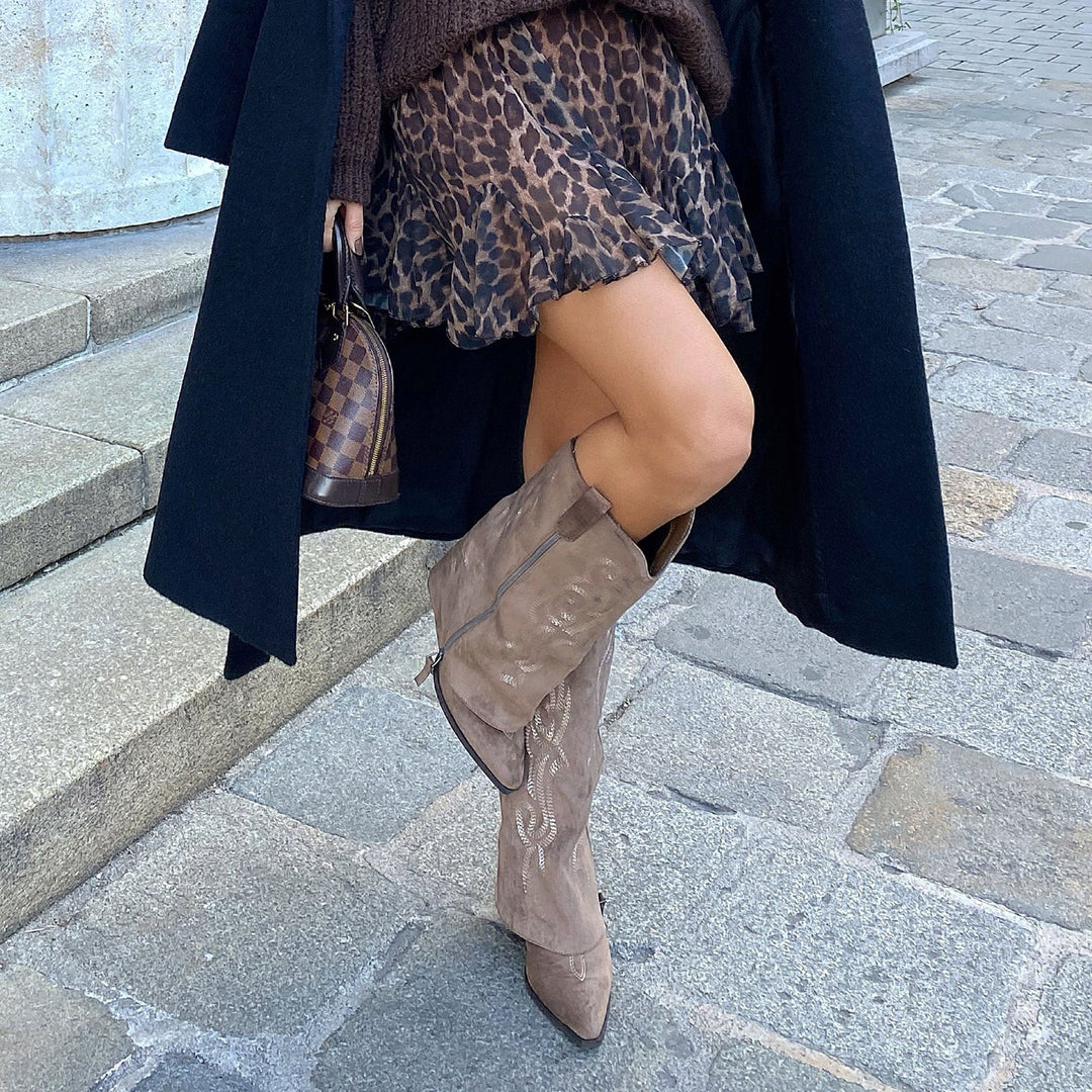 Ghislaine | Bottes western brodées marron