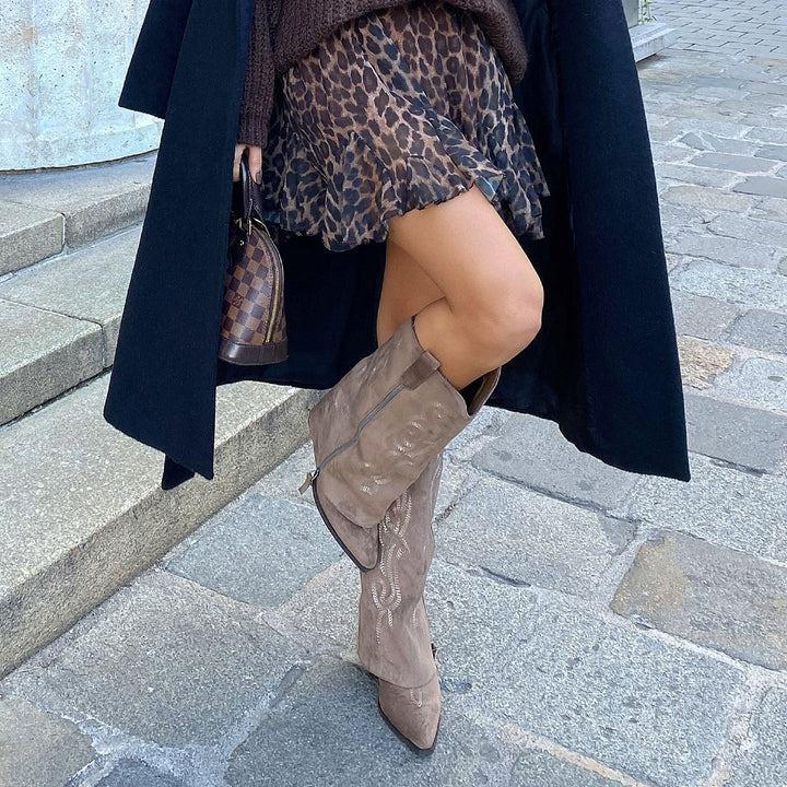 Ghislaine | Bottes western brodées marron