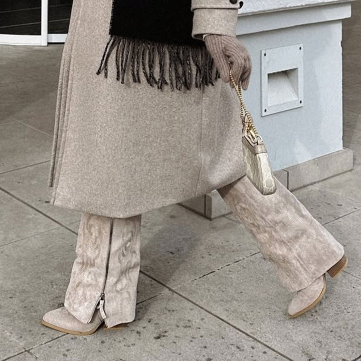 Faustine | Bottes western hautes beiges