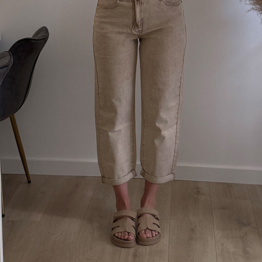 Mélanie | Mules ajourées beige foncé