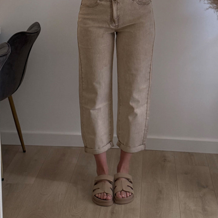 Mélanie | Mules ajourées beige foncé
