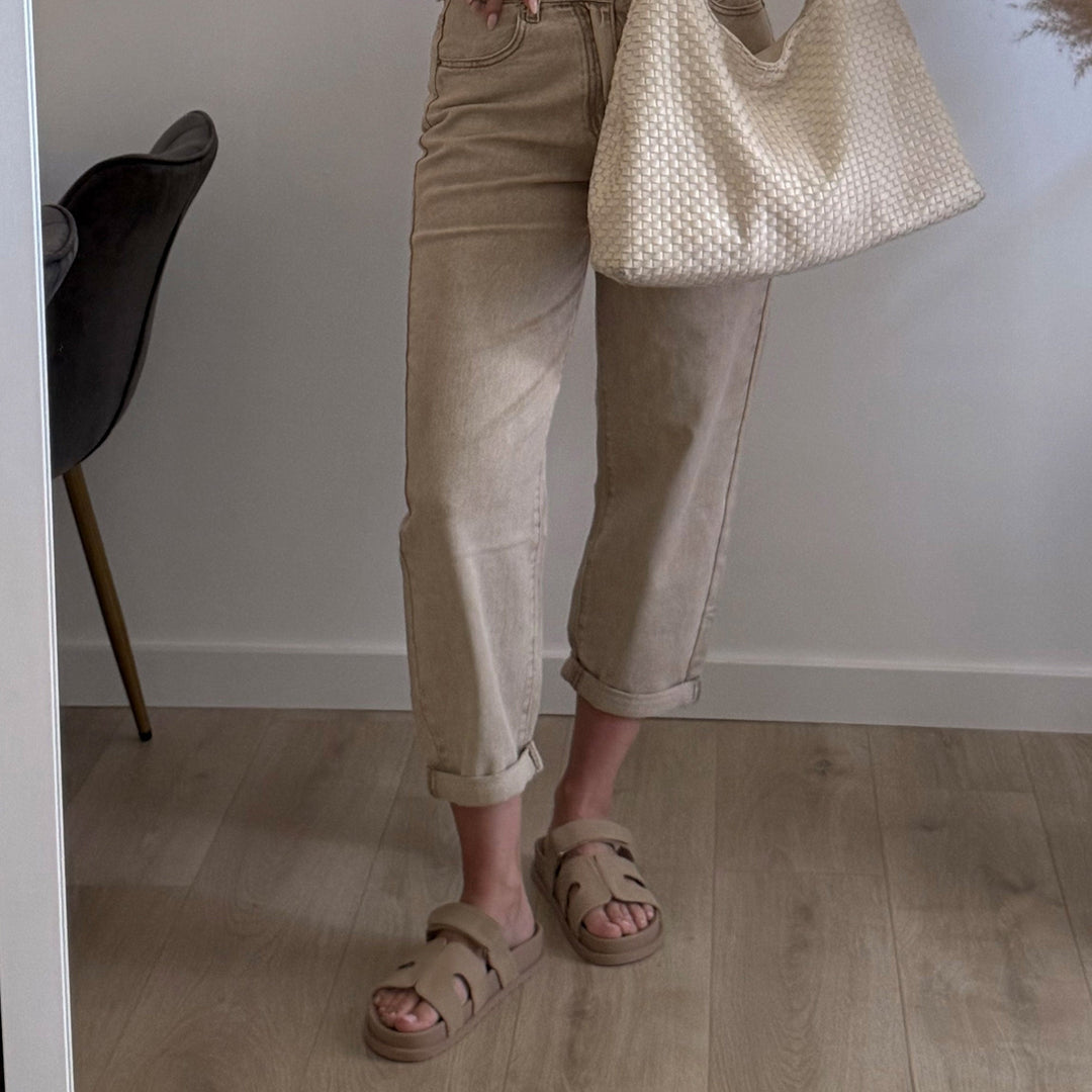Mélanie | Mules ajourées beige foncé