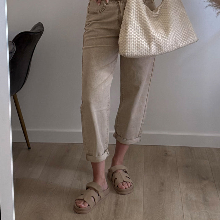 Mélanie | Mules ajourées beige foncé