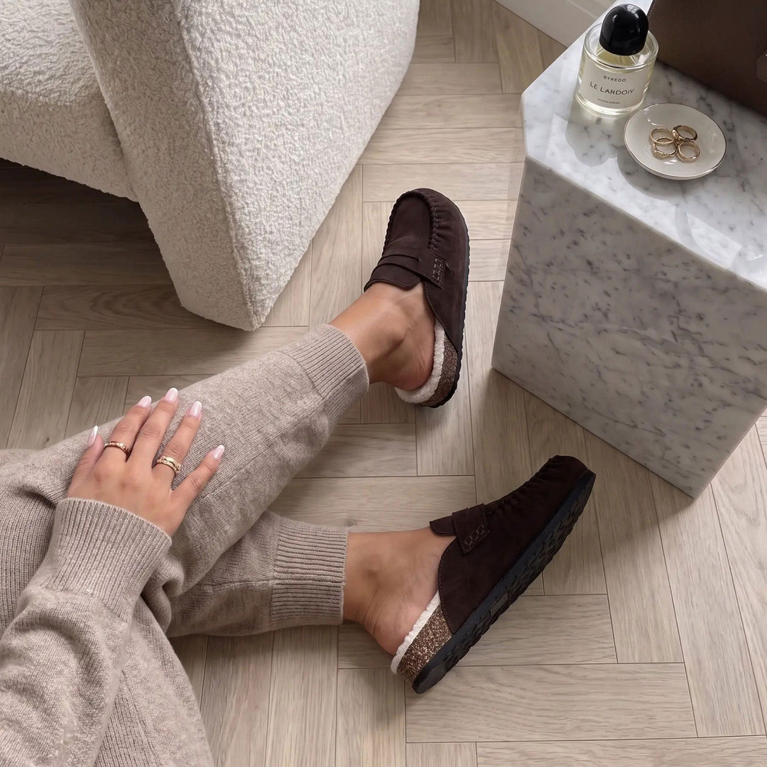 Brigitte | Mules fourrées marron