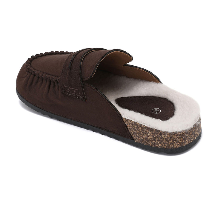 Brigitte | Mules fourrées marron