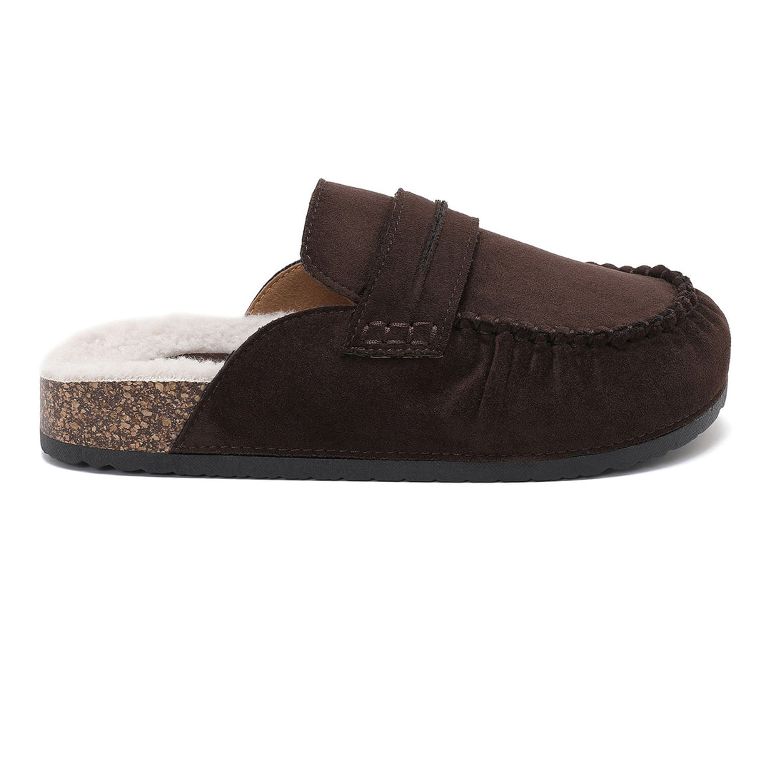 Brigitte | Mules fourrées marron