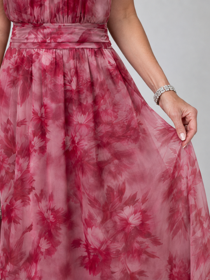 Jade — Robe longue dos nu à jupe évasée