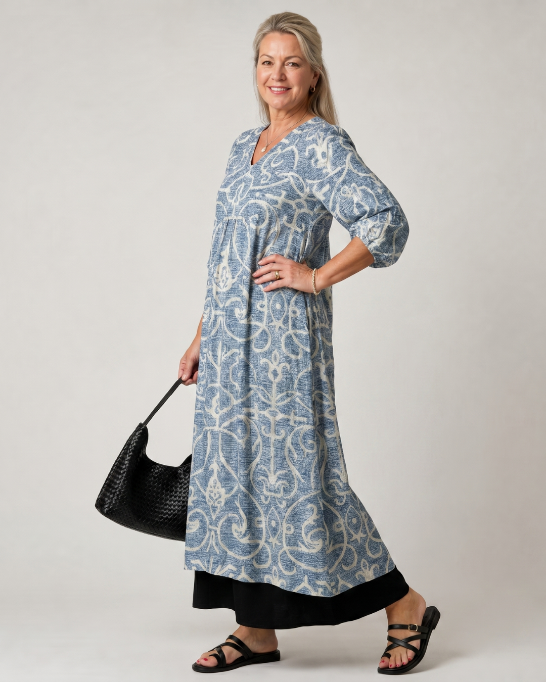 Isabelle — Robe longue à rinceaux vintage