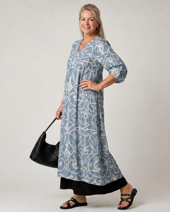 Isabelle — Robe longue à rinceaux vintage