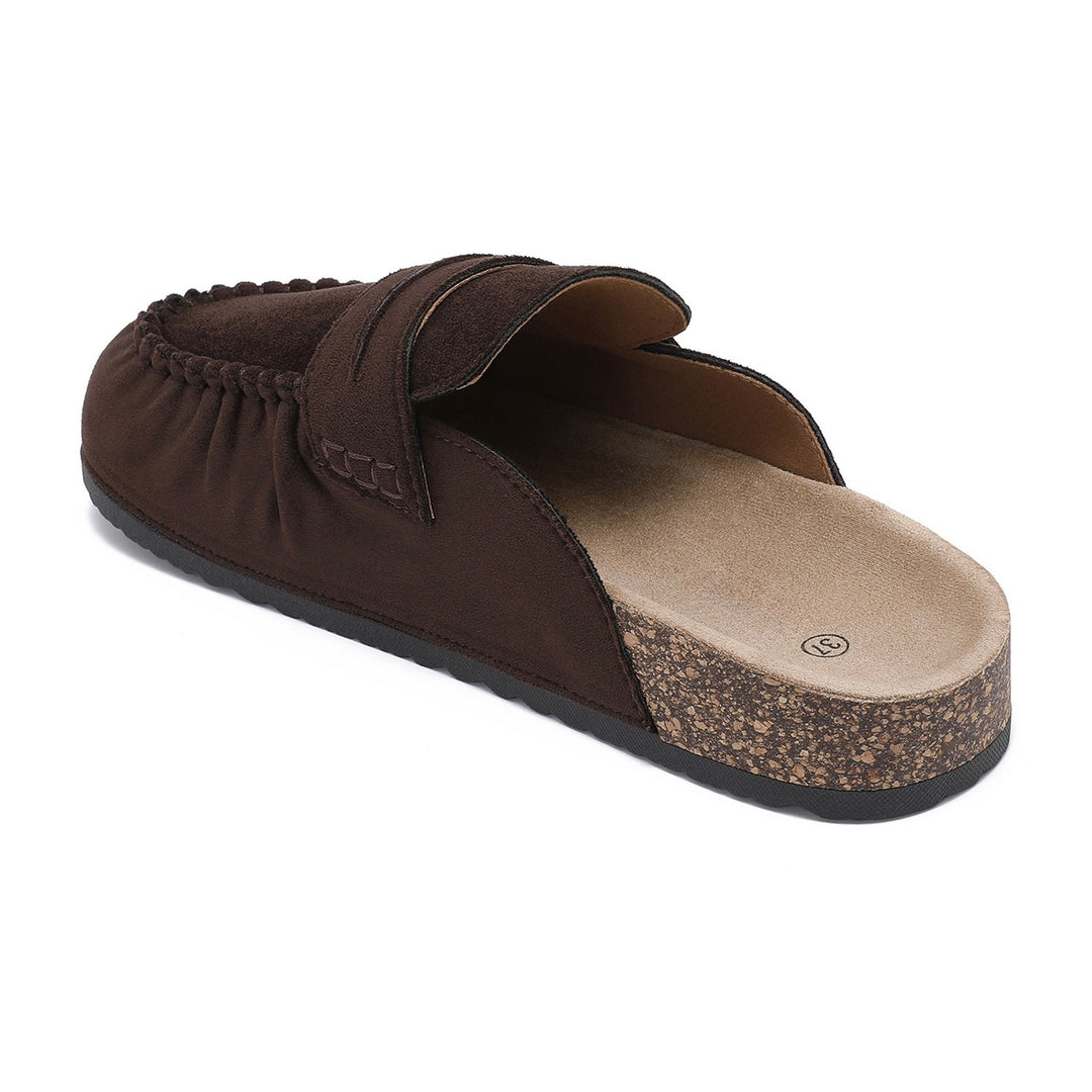 Françoise | Mules mocassins marron à semelle liège