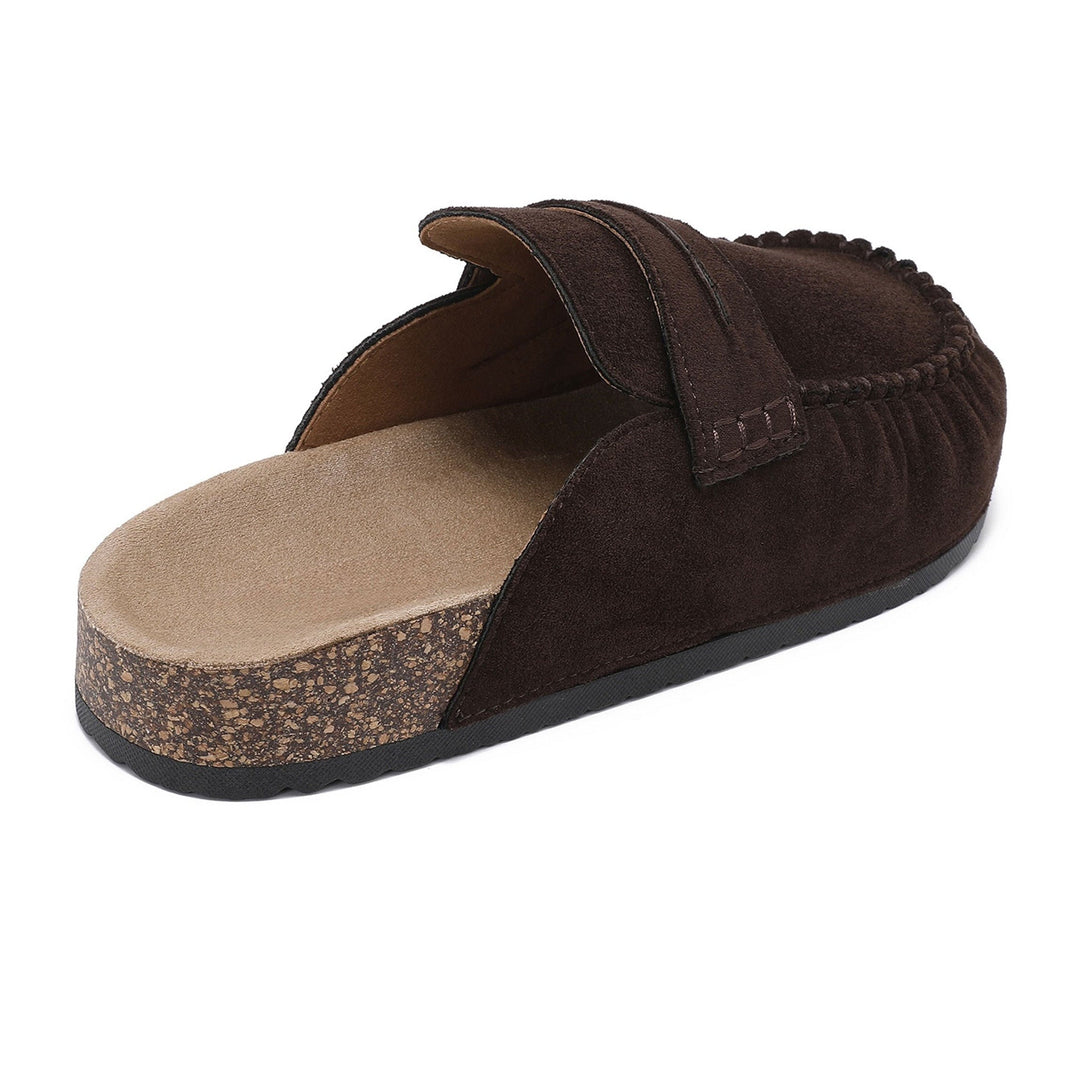 Françoise | Mules mocassins marron à semelle liège