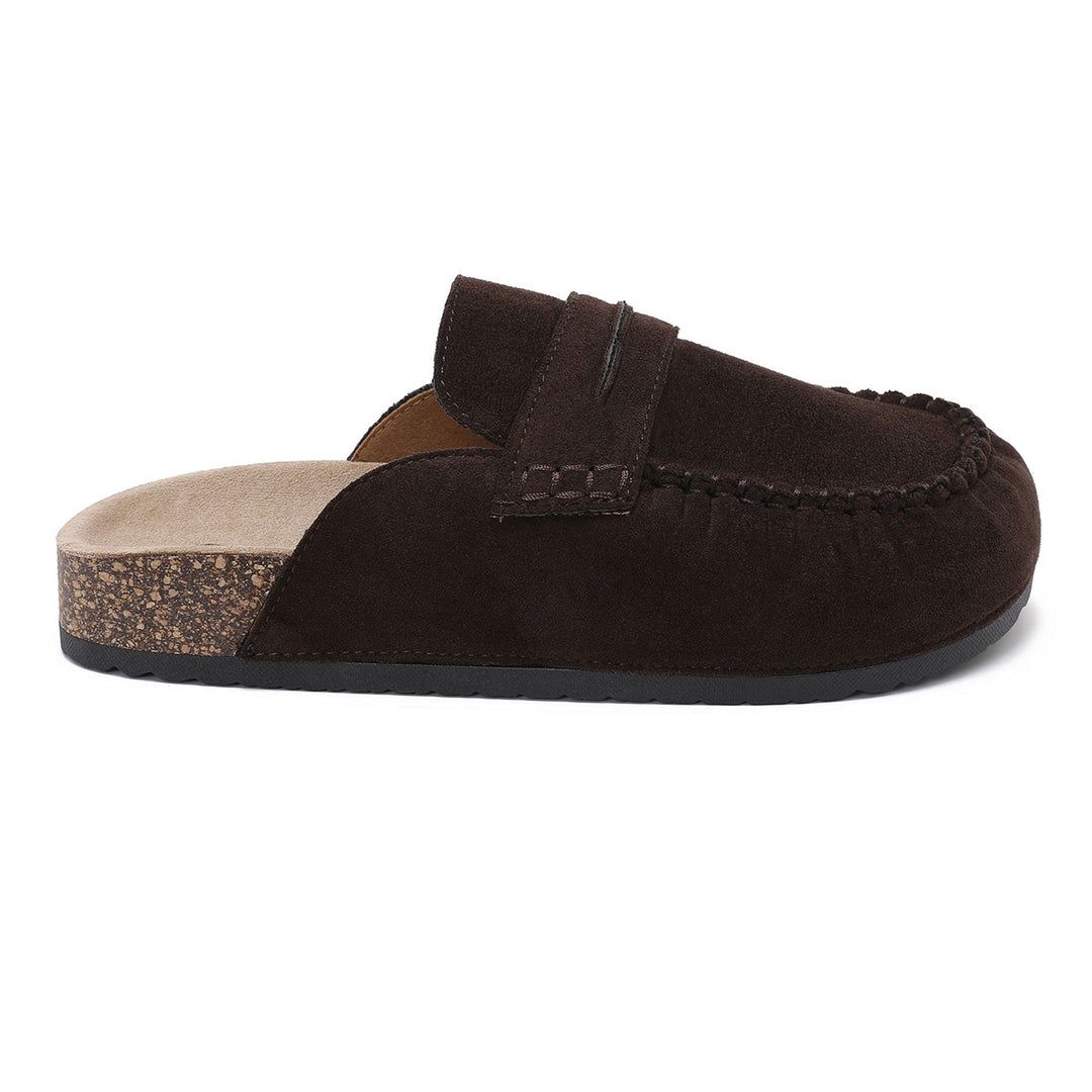 Françoise | Mules mocassins marron à semelle liège