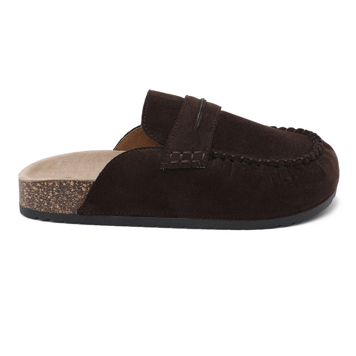 Françoise | Mules mocassins marron à semelle liège