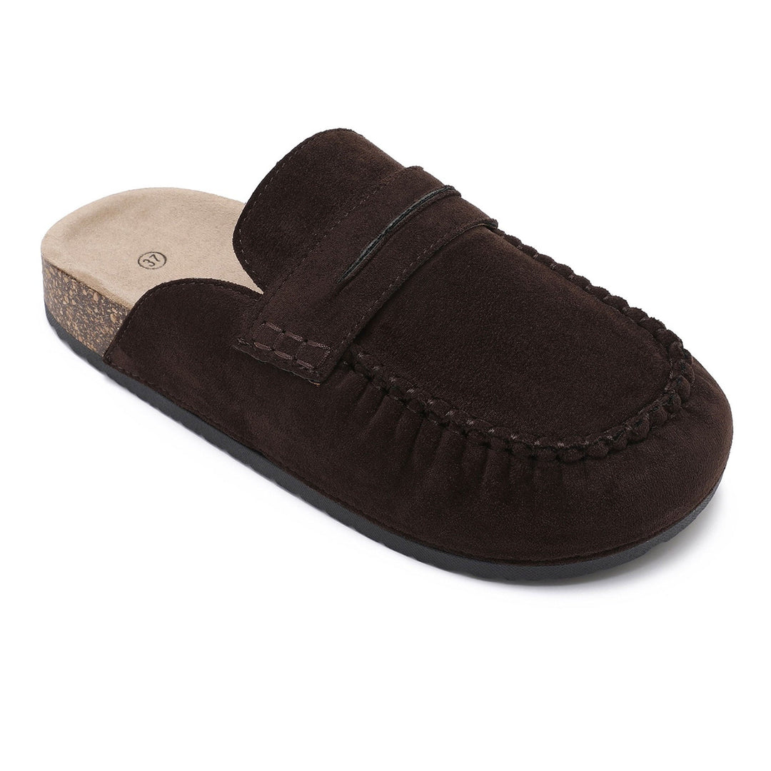 Françoise | Mules mocassins marron à semelle liège