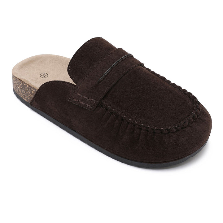 Françoise | Mules mocassins marron à semelle liège