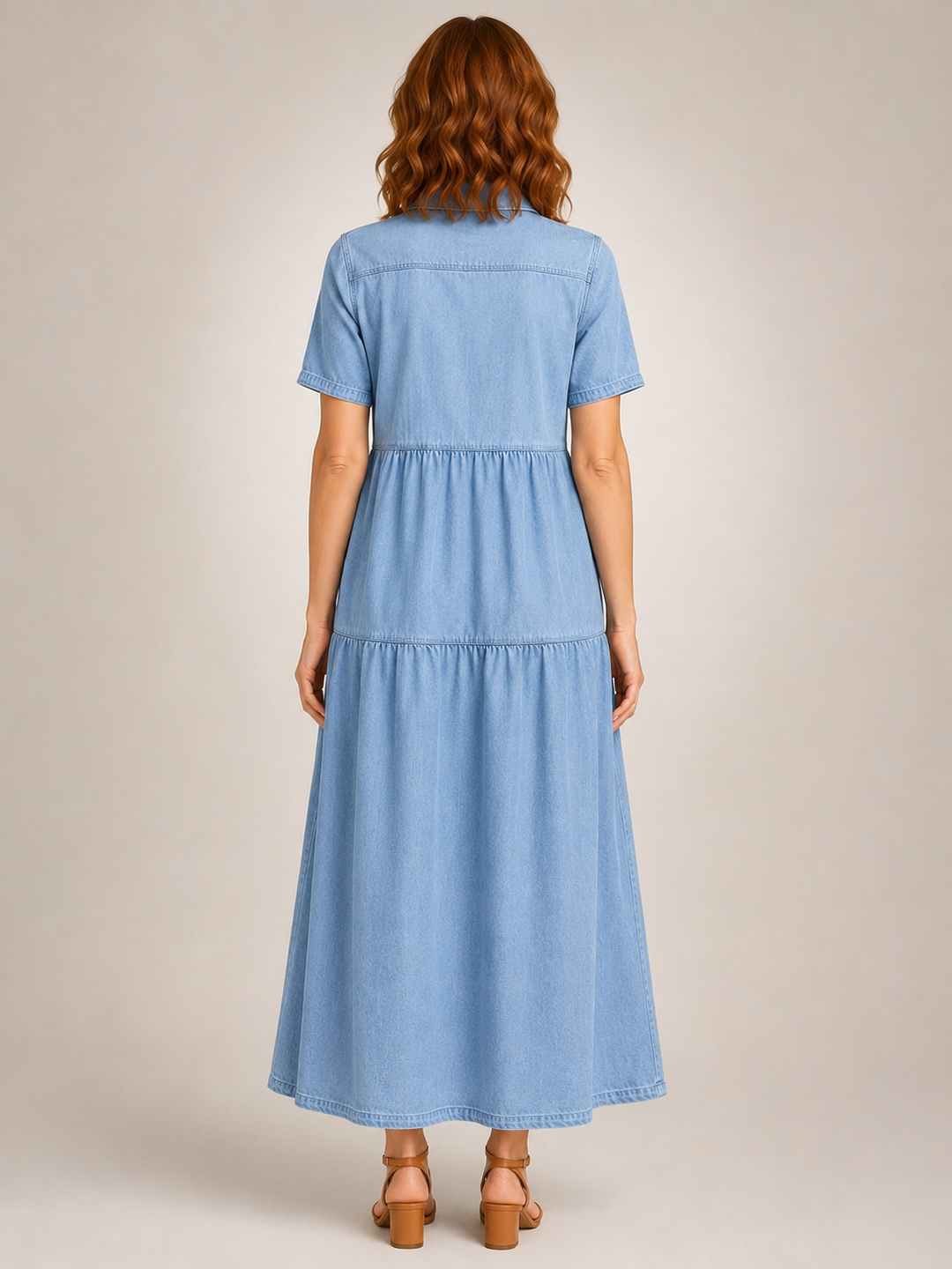 Madeleine | Robe chemise midi boutonnée à volants