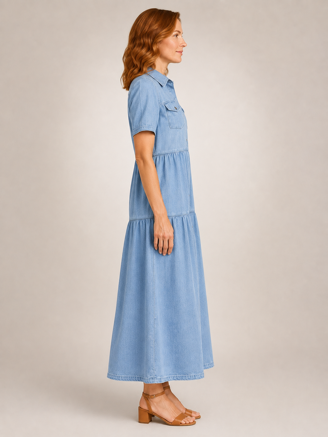 Madeleine | Robe chemise midi boutonnée à volants