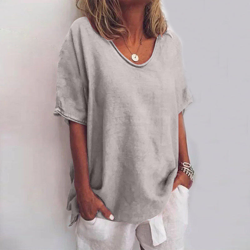 Léonine | Top ample à manches courtes — Gris clair