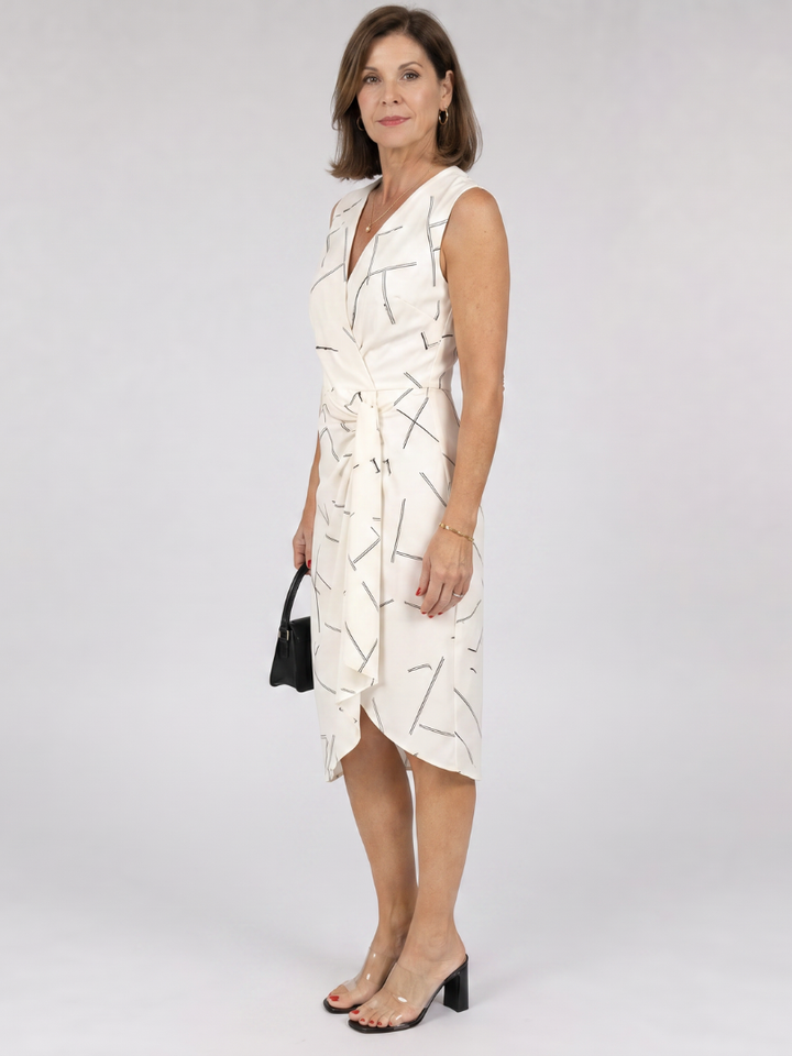 Aude — Robe portefeuille aux genoux sans manches