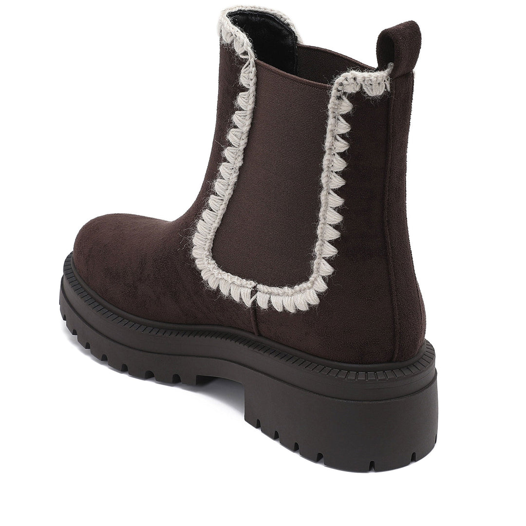 Victoire | Bottines Chelsea marron foncé à liseré clair