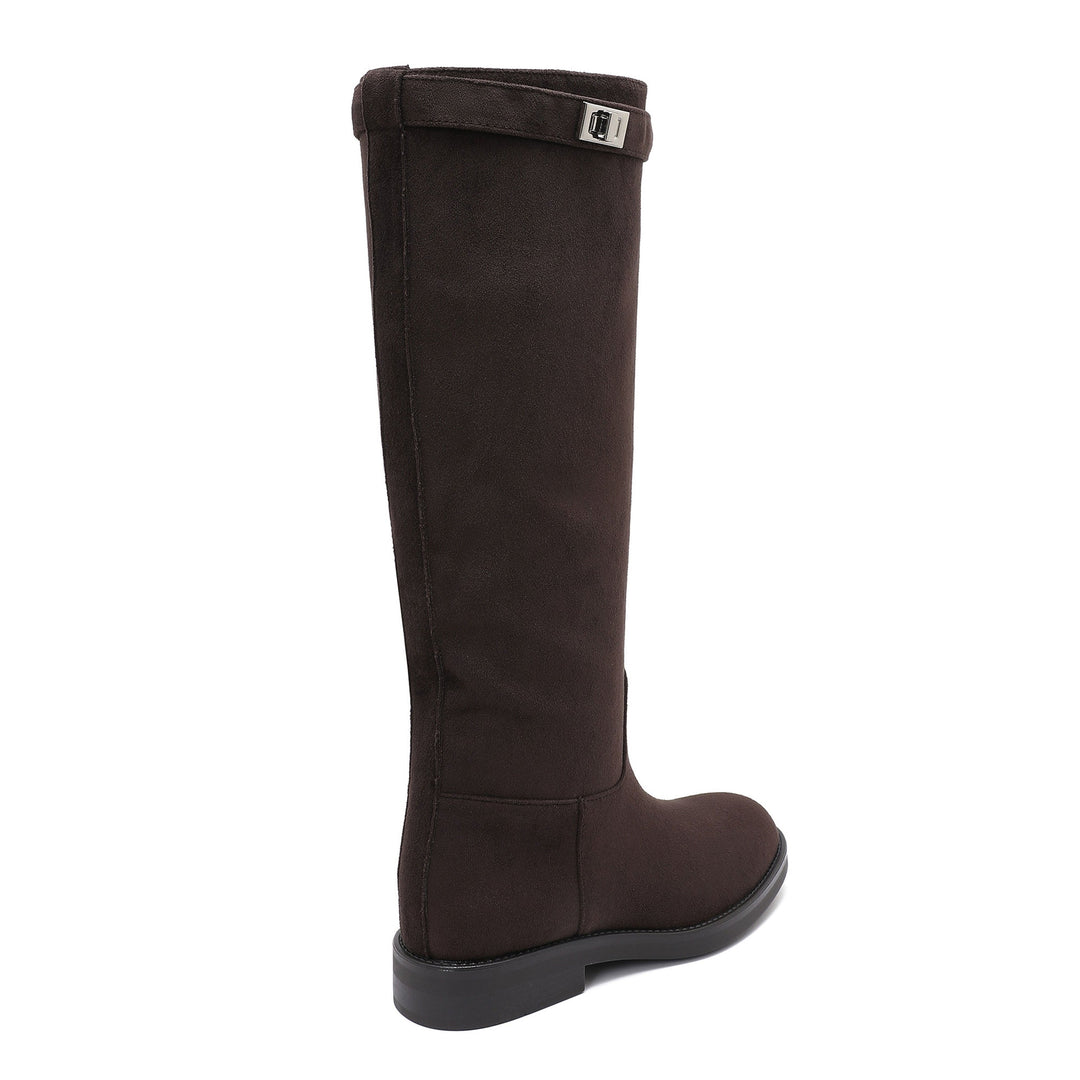 Eulalie | Bottes marron foncé à détails argentés