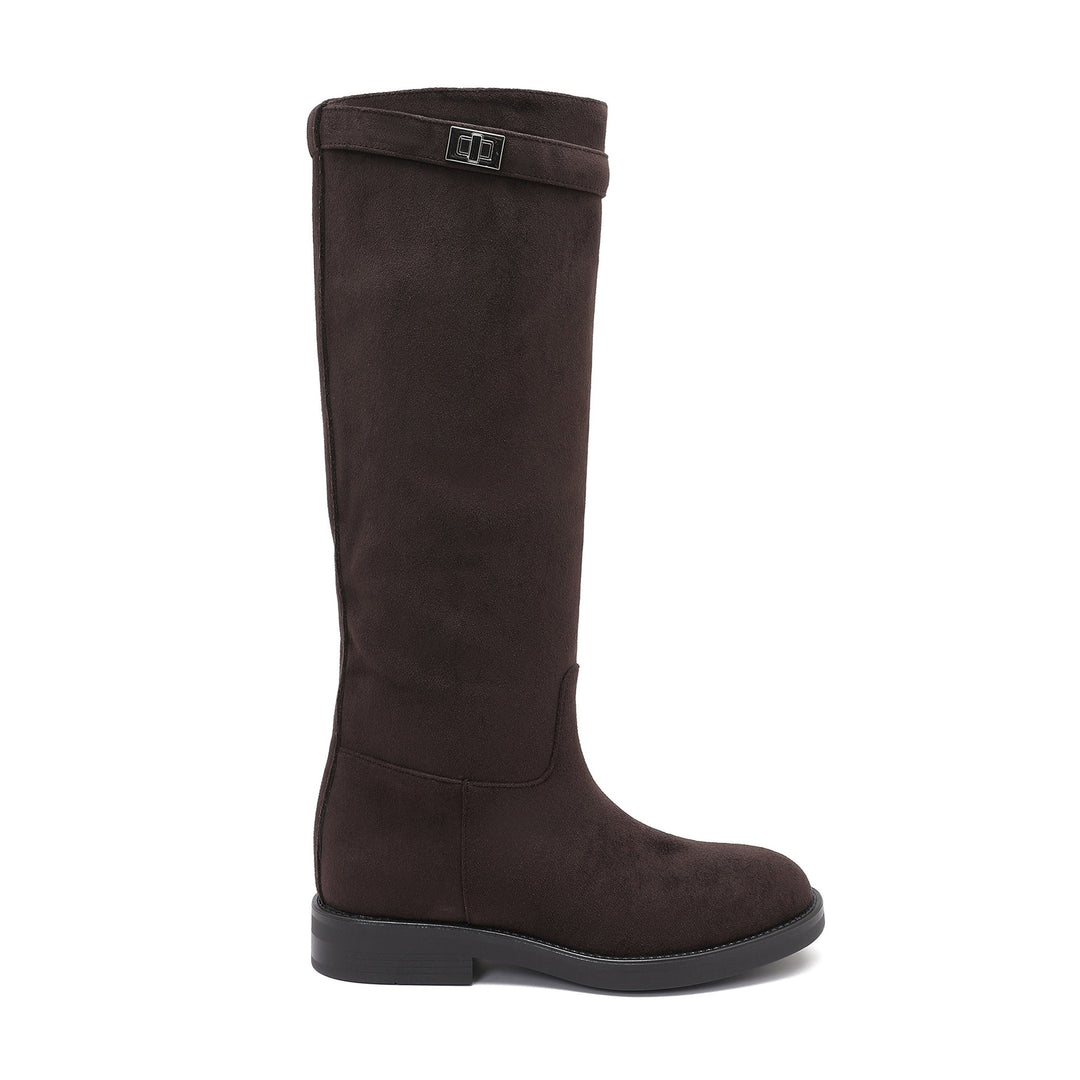 Eulalie | Bottes marron foncé à détails argentés