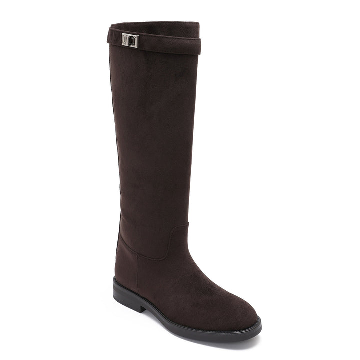 Eulalie | Bottes marron foncé à détails argentés