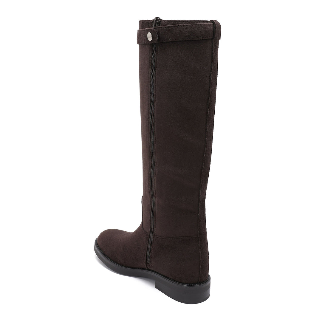 Eulalie | Bottes marron foncé à détails argentés