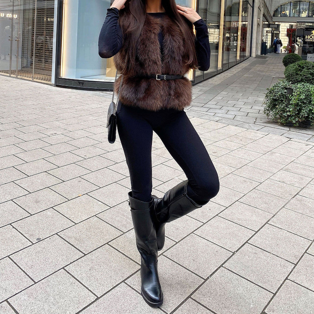 Salomé | Bottes hautes noires à boucle décorative