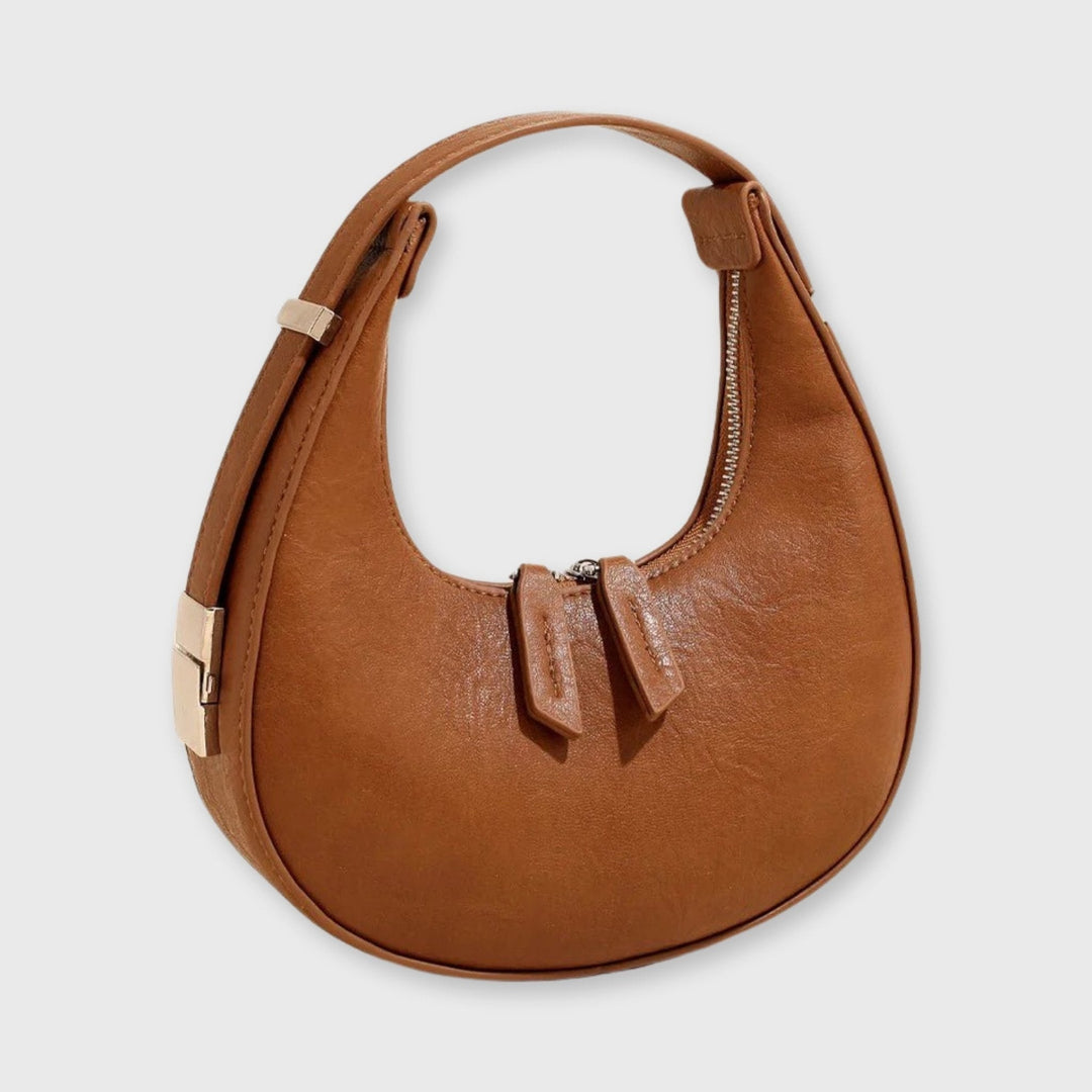 Sac demi-lune Lune cognac vu de côté