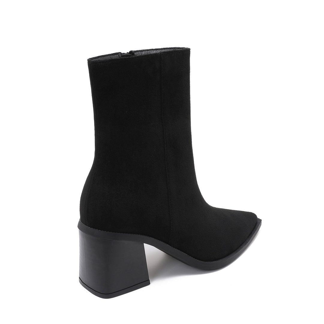 Noémie | Bottines pointues noires effet daim