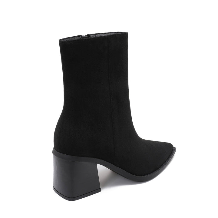 Noémie | Bottines pointues noires effet daim