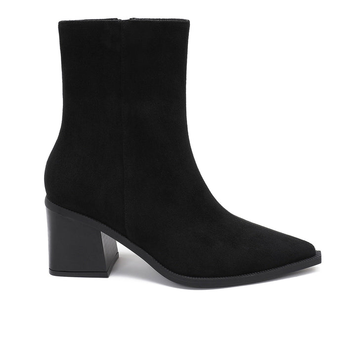 Noémie | Bottines pointues noires effet daim