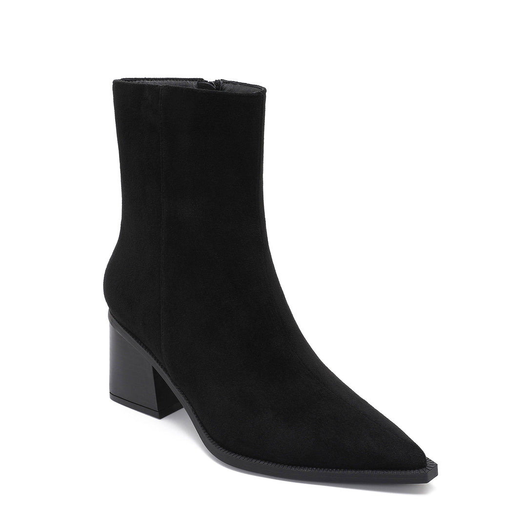 Noémie | Bottines pointues noires effet daim