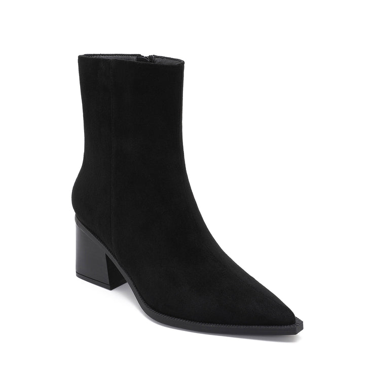 Noémie | Bottines pointues noires effet daim