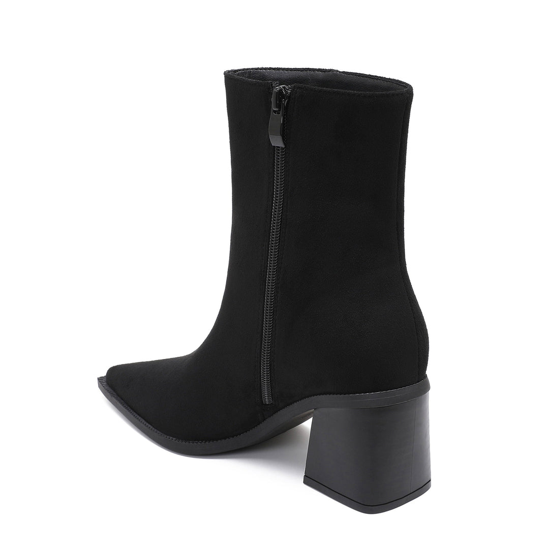 Noémie | Bottines pointues noires effet daim