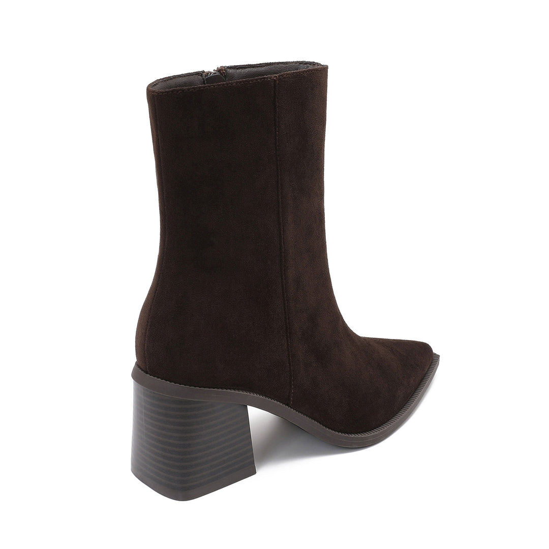 Hélène | Bottines marron foncé à talon stable