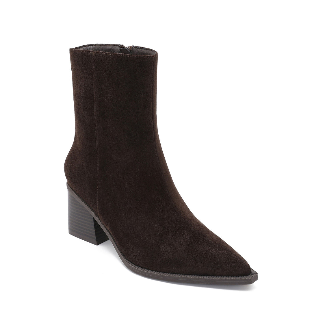 Hélène | Bottines marron foncé à talon stable