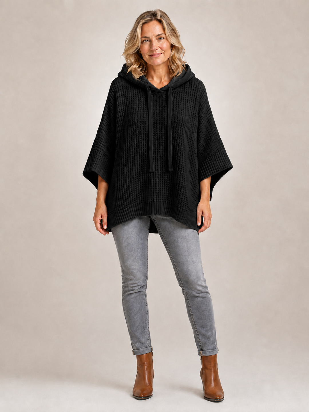 Capucine | Pull à capuche oversize en maille gaufrée