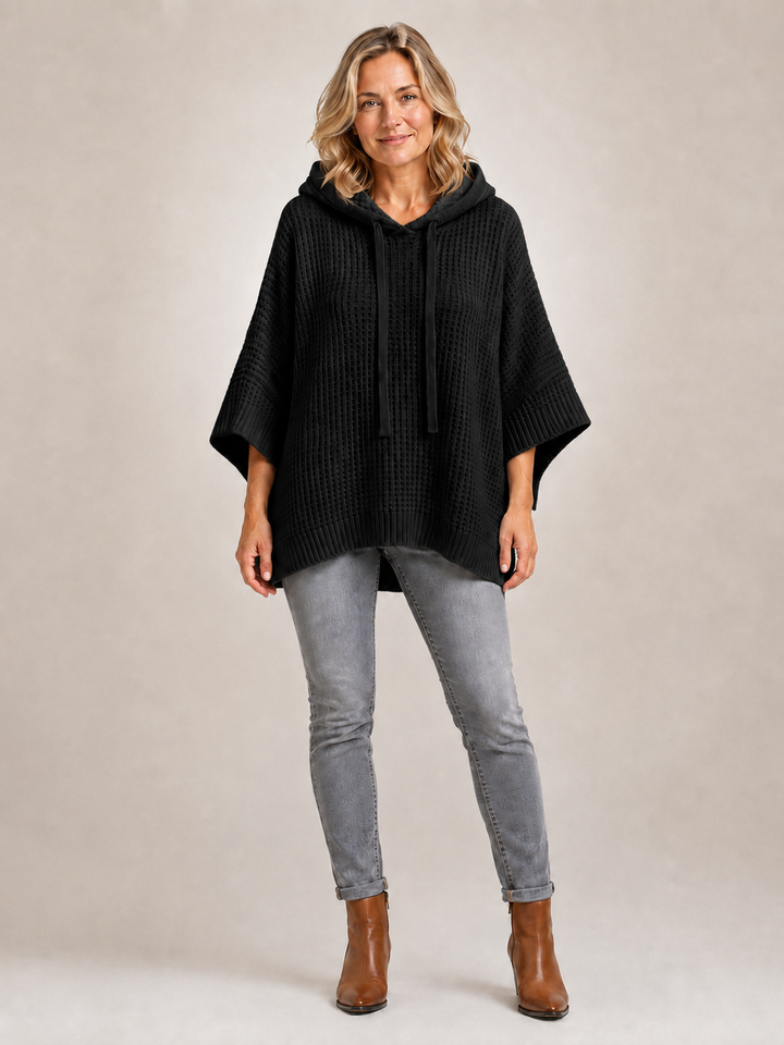 Capucine | Pull à capuche oversize en maille gaufrée