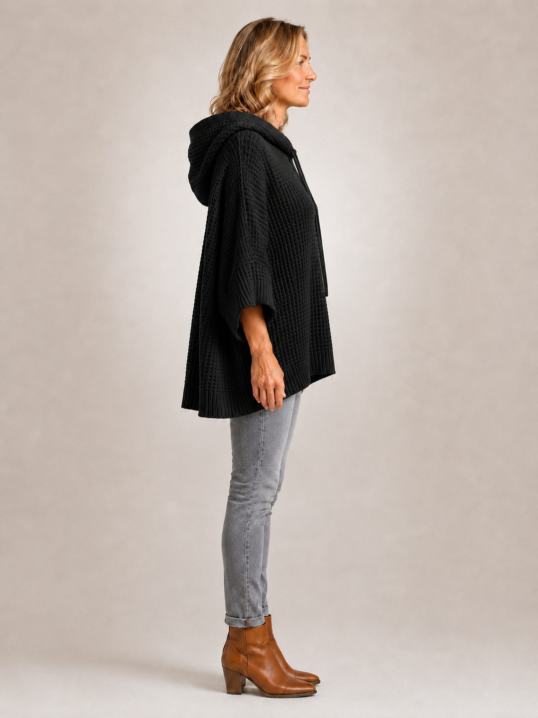 Capucine | Pull à capuche oversize en maille gaufrée