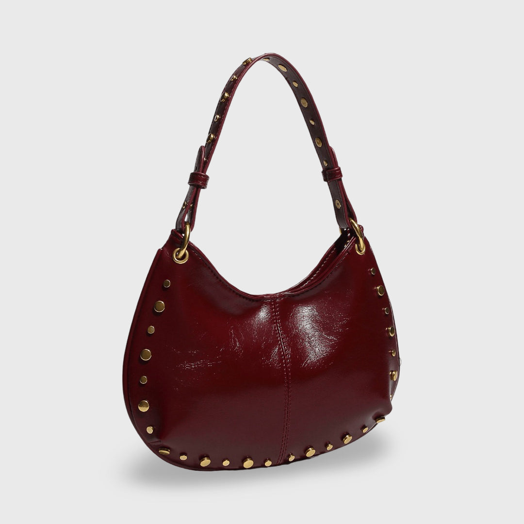 Sac porté épaule Nour bordeaux vu de côté