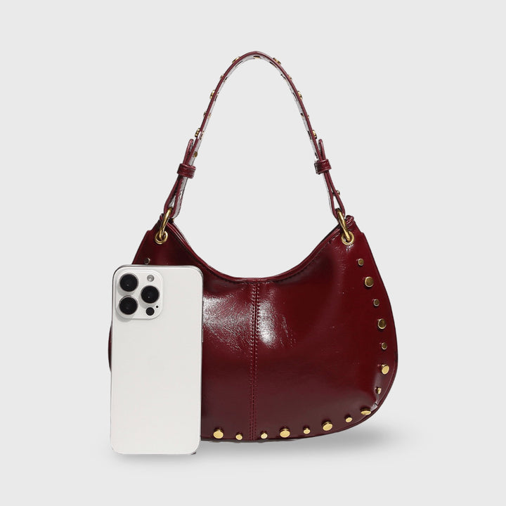 Sac porté épaule Nour bordeaux vu de trois quarts