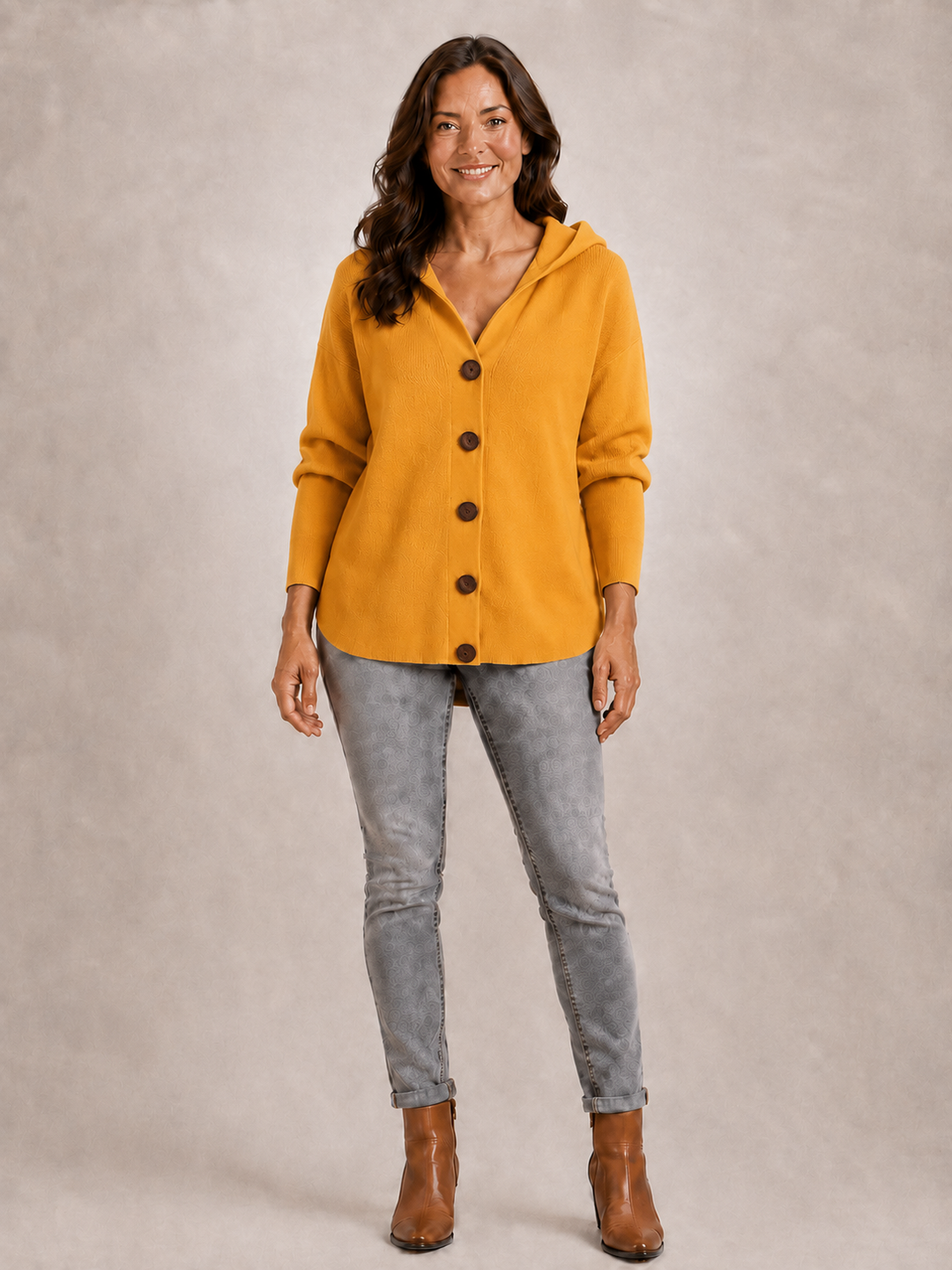 Rosalie | Cardigan à capuche boutonné en maille côtelée
