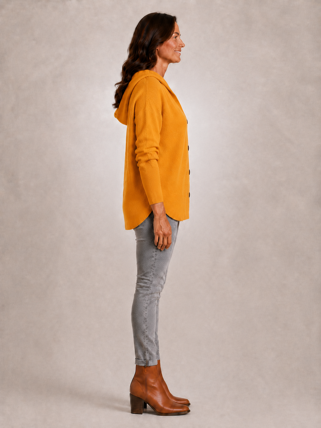 Rosalie | Cardigan à capuche boutonné en maille côtelée