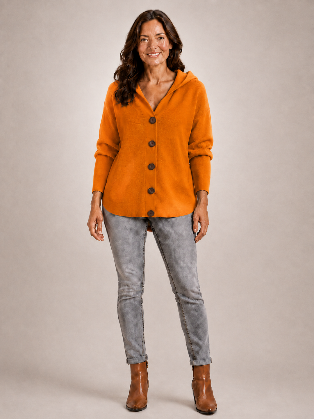Rosalie | Cardigan à capuche boutonné en maille côtelée